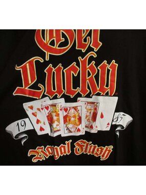 Vintage Y2K T-Shirt XL NEW Mens 90s GET LUCKY ROYAL FLUSH HIP HOP Graphic Tee